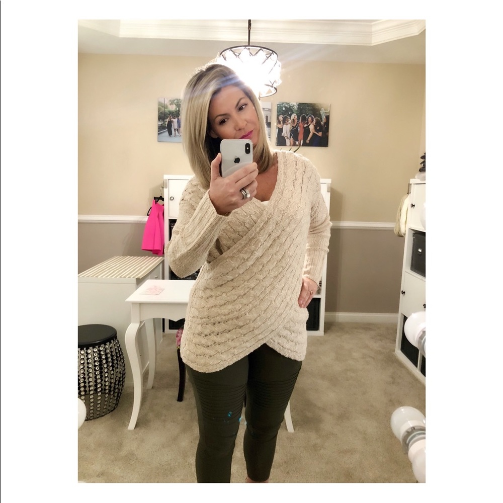 LAST ONE!!! Oatmeal Wrap Knit Sweater - Picture 6 of 6